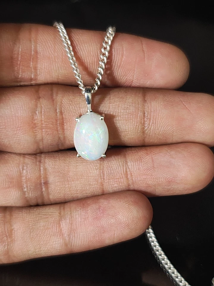 925 Argento Sterling Collana con Ciondolo Graziosa Naturale Welo Etiope Opale - Immagine 2 di 3