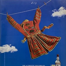 1994 Beefeater Dry Gin Print Ad Poster Guard Uniform Laundry Line Drying Retro