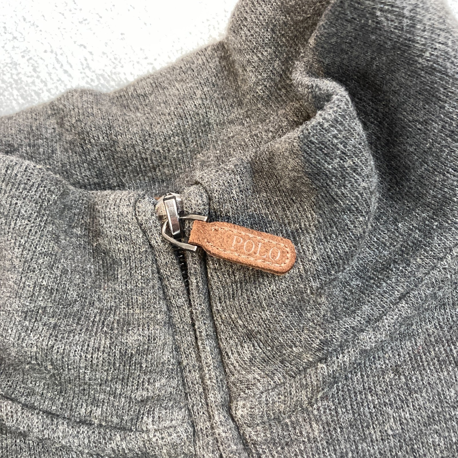 POLO RALPH LAUREN Estate Rib 1 4 Zip Felpa Uomo L Grigio Pony Mockneck