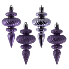 Vickerman 4" Lavender Finial Christmas Ornaments 8-Pack (480298)