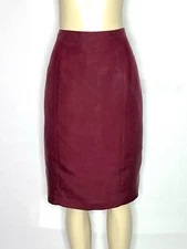 VINTAGE SPEIGEL APART BURGUNDY SILK BACK ELASTIC WAIST STRAIGHT SKIRT SIZE 16