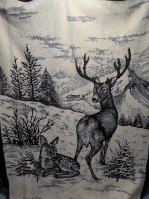 Acrylic Forrest Scene Blankets Bucks & Bambi Cram & Brown 52'' × 72''