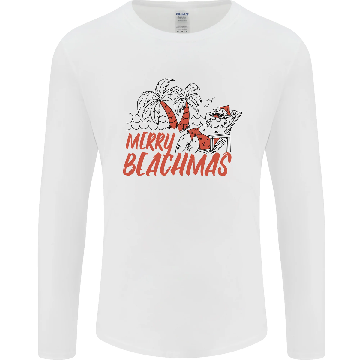 T-shirt Gildan Col V Merry Beachmas Humour - Coton, Taille Homme, Neuf Avec étiquettes