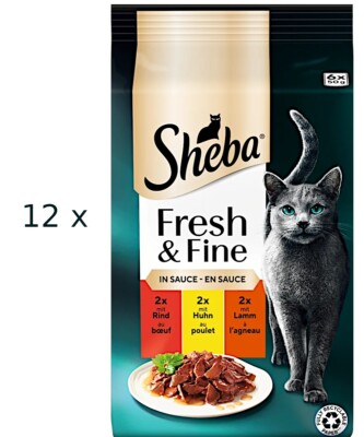 SHEBA Fresh & Fine Rind Huhn Lamm in Sauce (  12,13/kg) Katzenfutter 72 x 50 g
