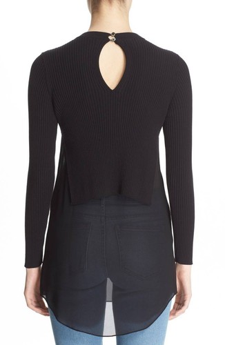 Maglione nuovo con etichette $495 T by Alexander Wang [4] seta coda di camicia orlo maglia costina #C622 - Foto 3 di 12