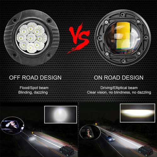 2x 3" LED Work Light Bar Flush Mount Yellow White Spot Fog Offroad Driving 4WD - Picture 5 of 11