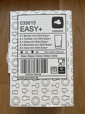 Leonardo Easy+ Becher Mini, Stamper Glas, 50 ml, 6er-Set NEU & OVP