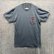 Harley Davidson Shirt Men Medium Gray Crewneck Biker Motorcycle Pocket Tee 2018
