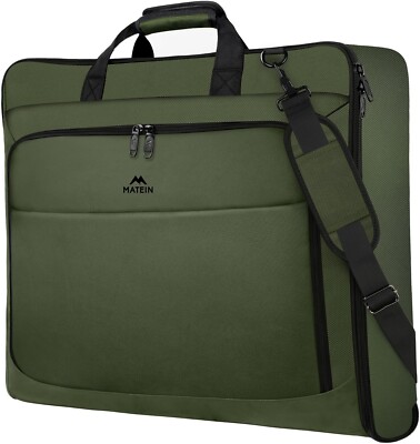 MATEIN Foldable Carry On Large Double Layer Suit Bag Shoulder Strap GREEN