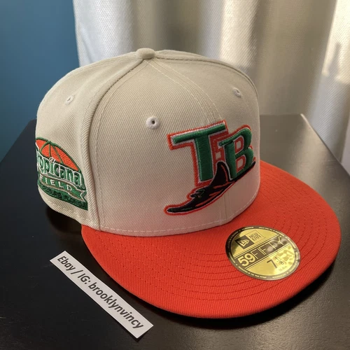 New Era Tampa Bay Devil Rays 7 1/8 SportsWorld Not Hat Club Tropicana OJ 2tone