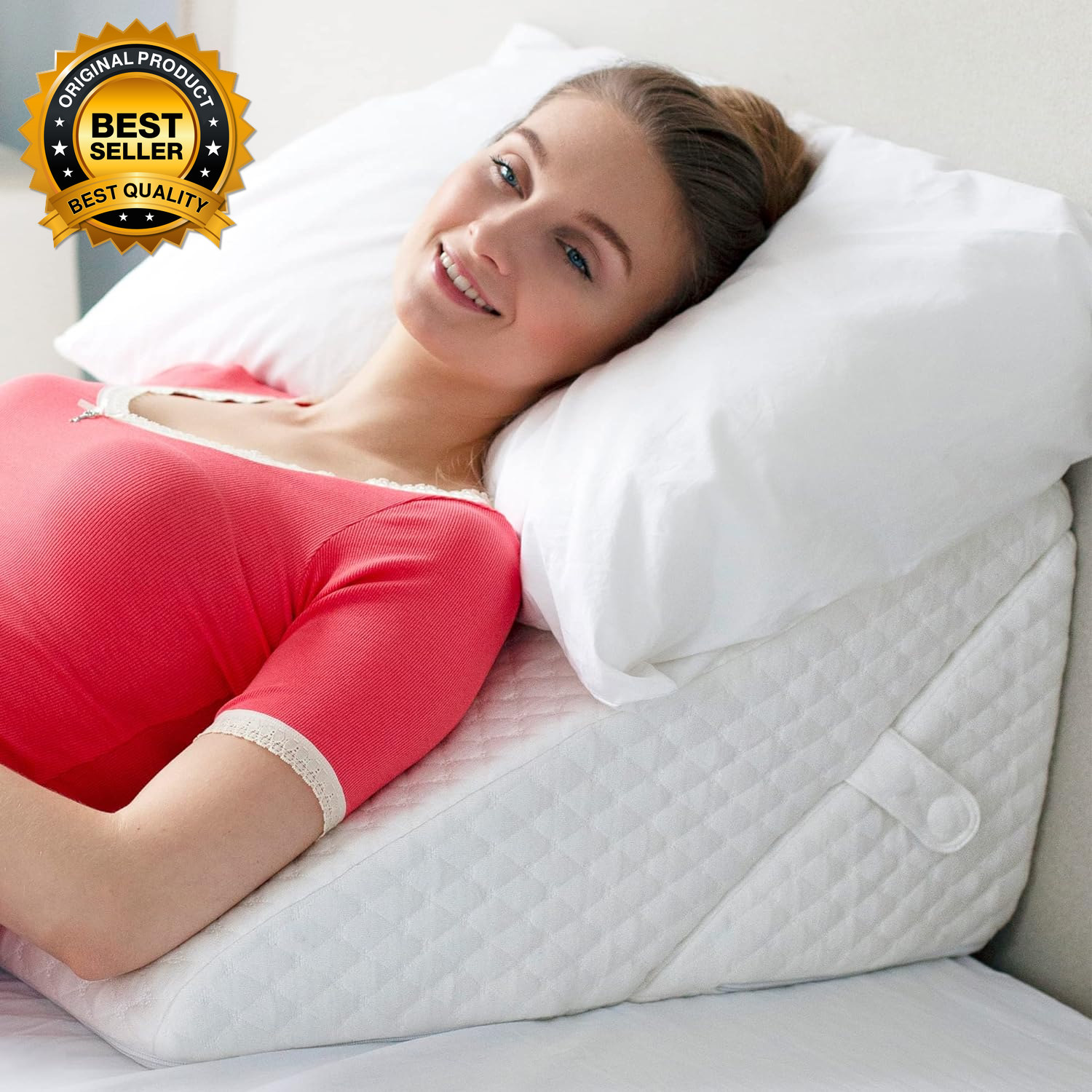 Adjustable Bed Wedge Pillow for Sleep Apnea GERD Acid Reflux Back Pain Relief and Comfortable Support  