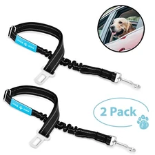 Dog Seat Belt Leash Pet Seatbelt Car ELASTIC Safety Adjustable Harness 2 Pack 