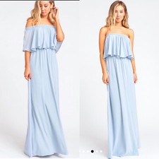 NWT Show Me Your Mumu Hacienda Maxi Dress Steel Blue Size Small