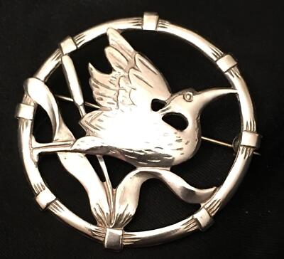 Stork Brooch Sterling Silver Bird Birks Antique Vtg Pin Baby Mother Pregnant Vtg