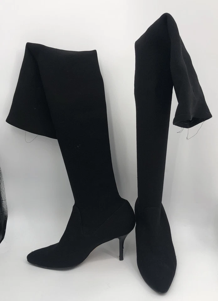 Oscar De La Renta Calcetín Negro Sobre la Rodilla Stiletto Bota talla 38.5 Foto 3 de 4