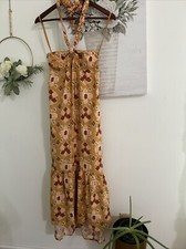 AERIE Linen Blend Braided Halter Maxi Sundress Sz XS NWT