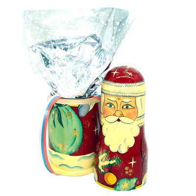 Weihnachtsmann aus Holz - OVP Weihnachtsgeschenk - bemaltes Etui russische Handarbeit
