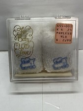 Vintage Baby Booties Socks NOS  White And Blue Trains 1980  s