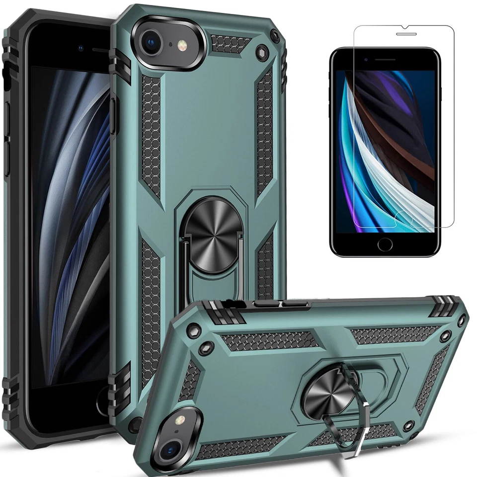 For iPhone 6s Plus Case Phone Cover Kickstand Armor + Tempered Glass Protector - Image 3 of 4