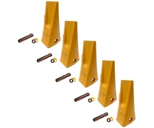 5 - Cat J225 Style Backhoe Bucket Dirt Teeth with Pins and Retainers - 6Y3222