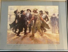 Signed Lou Burnett Framed & Matted Print Titled "Victory at the Wall" Dated 1967