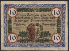 [11835] - EMERGENCY MONEY NESSELWANG, City, 10 Mk - Original -, 00.11.1918. Geiger 370