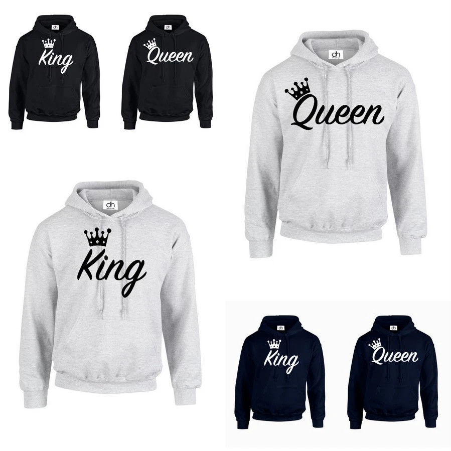 PULL À CAPUCHE KING QUEEN CROWN 01 MR MRS Saint-Valentin Day Couple Match (CAPOT) - Photo 1/1
