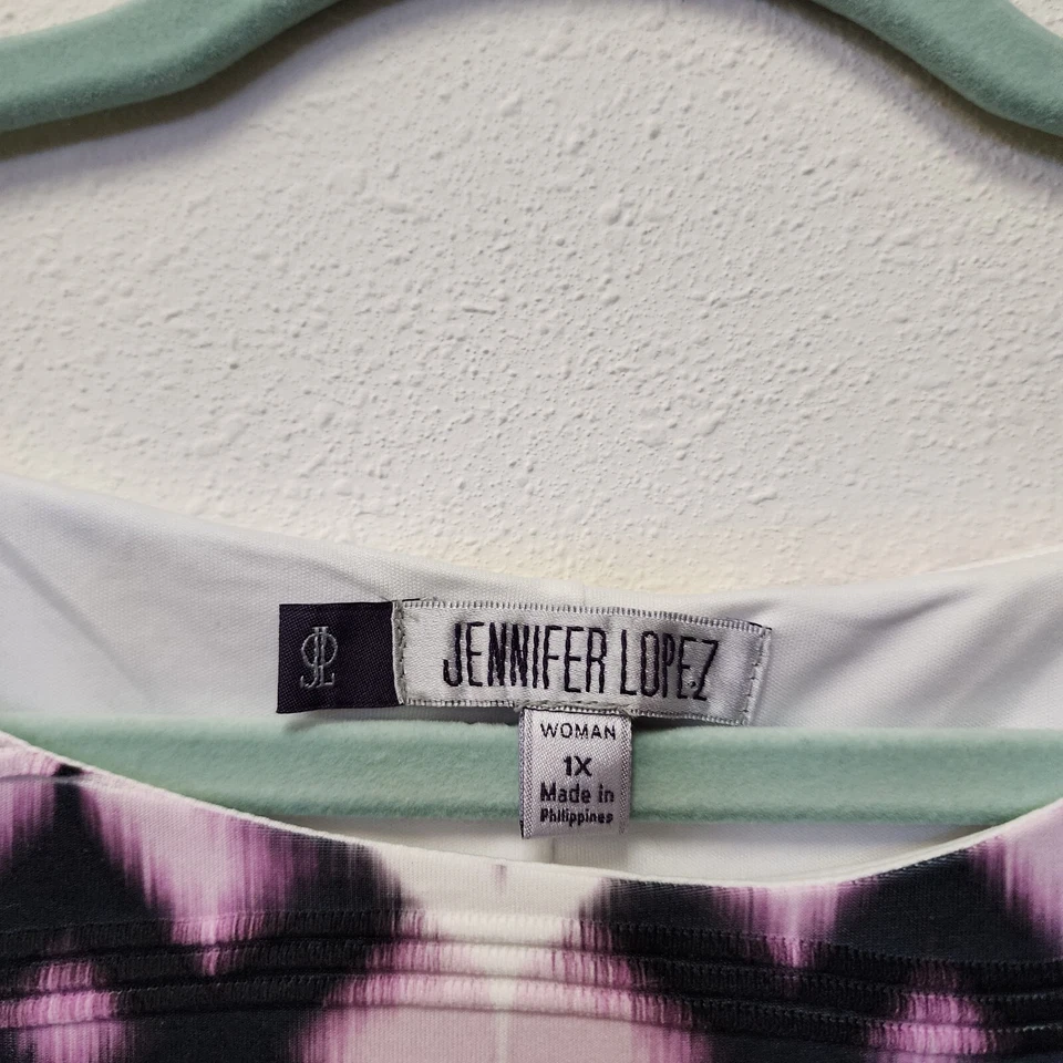 Vestido Jennifer Lopez 1X XL Blanco Púrpura Forrado Reunido Verano Vaina Playa Boho Foto 3 de 4