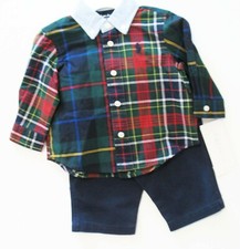 Ralph Lauren Baby Boys Plaid Shirt  Chino Pants Set Multi Sz 3M - NWT