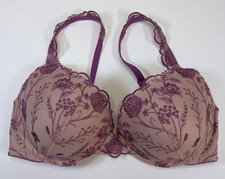 SOMA Wildflower Push Up Purple Lace 36D Padded With Embroidery Bra 052301