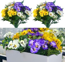 13in Artificial Pansy Flowers 13PCS Faux Purple Wild Flowers for Home Garden Dec