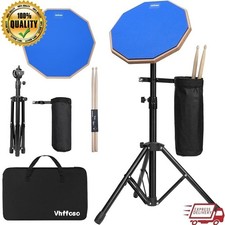 Portable Drum Practice Pad Noiseless Double Sided W/ Sticks Adjustable Height US