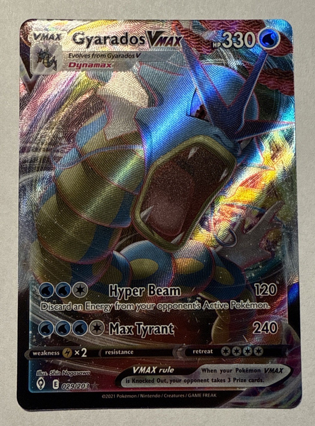 Gyarados VMAX 29/203 Ultra Rare Pokemon TCG SWSH07: Evolving Skies NM