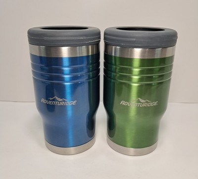 Adventuridge Stainless Insulated 12 Oz. Slim Can Koozie Set Of 2 Blue & Green