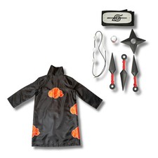Naruto Itachi Uchiha Full Cosplay Costume Ninja Cloak Headband Weapon Set Adult