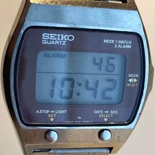SEIKO A0215000 Digital Watch Vintage Multi Alarm Stainless Steel Authentic