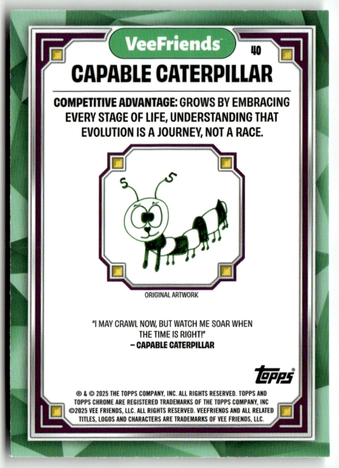 Topps Chrome 2025 VeeFriends No. 40 Capable Caterpillar First Chrome - Image 2 of 2