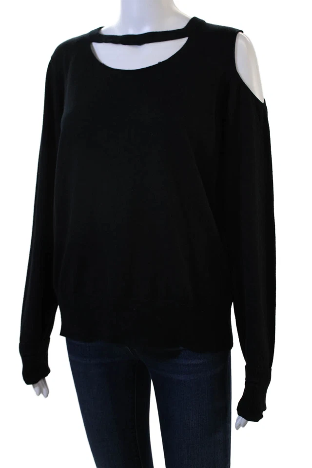 Suéter Pullover Mayle Mujer Negro Lana Seda Manga Larga Cuello Redondo Talla S Foto 2 de 4