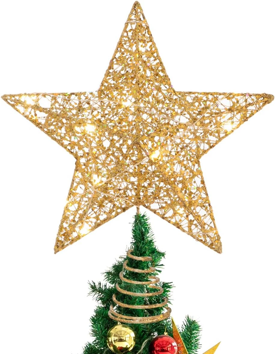 Set 24 Stelle Pendenti Per Albero Di Natale - Decorazioni In PVC Rosso, Leggere, Con Cordino