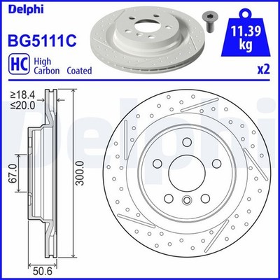 2x Bremsscheibe DELPHI BG5111C für MINI CLUBMAN F54 COUNTRYMAN F60 Cooper ALL4