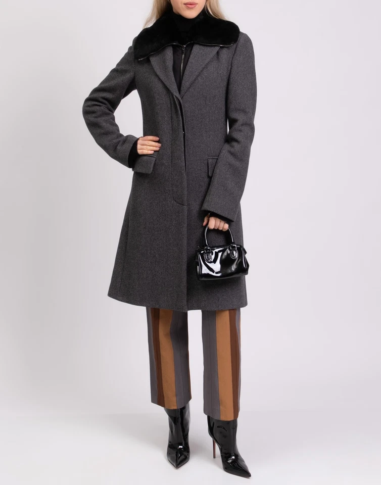 RRP€1700 JOHN RICHMOND Cappotto Cashmere e Lana IT44 US8 UK12 L Nero Made in Italy - Immagine 2 di 4