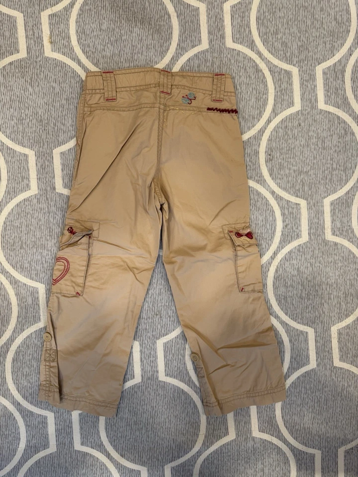 RARO DE COLECCIÓN Niñas Bebé Gap Y2K Floral Bordado Caqui Pantalones Talla 4T Usado en Excelente Condición Foto 4 de 4