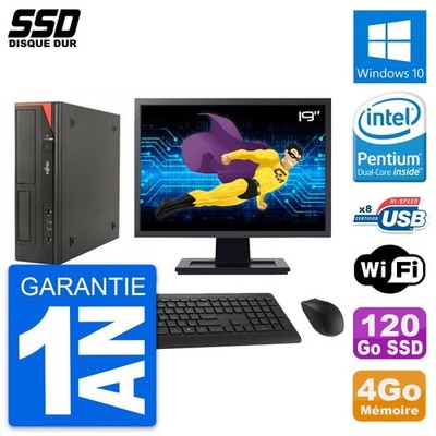 PC Fujitsu Esprimo E520 85+ DT 19'' Intel G3220 4Go RAM SSD 120Go Windows 10 Wifi