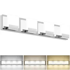 3 Color Temperature Dimmable 4 Light Bathroom Light Fixtures Over Mirror Adju...