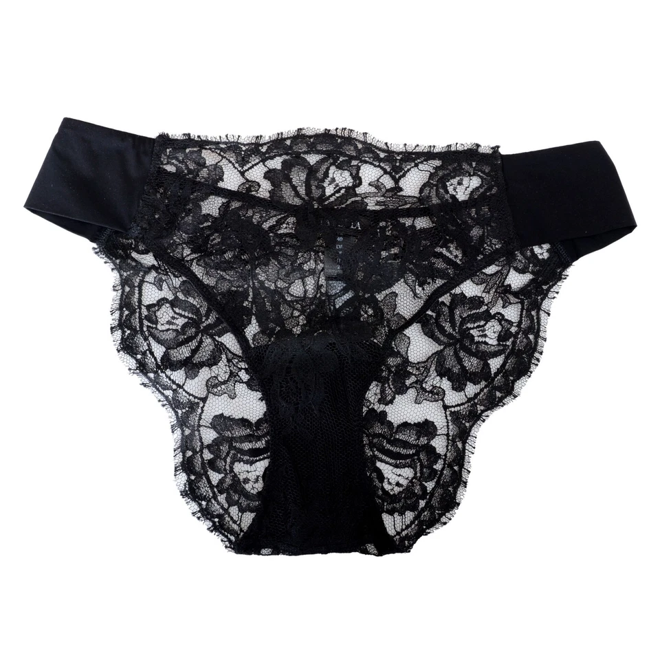 Bragas de bikini de encaje con estampado floral negro La Perla para mujer US M IT 3 Foto 4 de 4