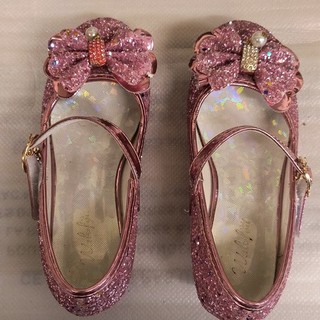 Ritz Girls Pink Glitter Bow Pearl Mary Jane Dress Shoes Size 13