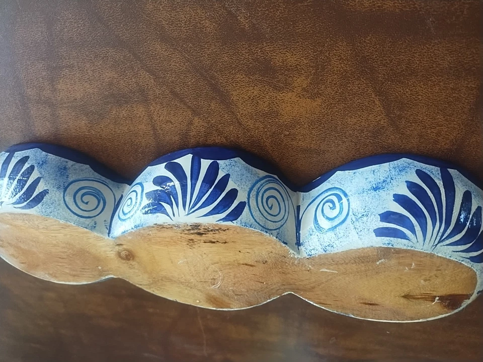 Cuencos para servir de madera esmaltada azul. Hecho en México. 3- Cuencos para servir adjuntos Foto 4 de 4