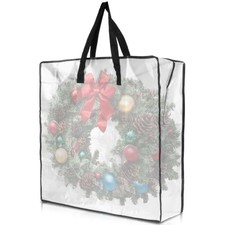 Christmas Wreath Storage Container - Clear Moving Bags Heavy Duty With 1 pcs