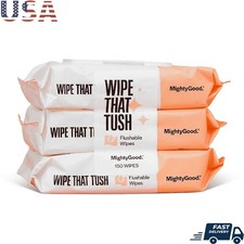 Flushable Wipes Aloe Infused Hypoallergenic Soft 150 Count Resealable Pack New