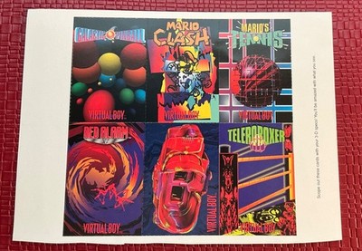 Nintendo Power Virtual Boy - Trading Cards Lot Of 6 Cards Uncut Sheet